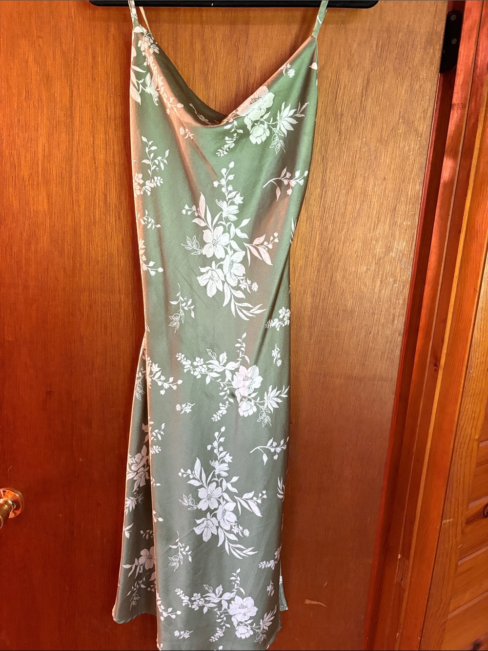 Inspired Hearts Olive Green and White Floral Midi Slip Dress